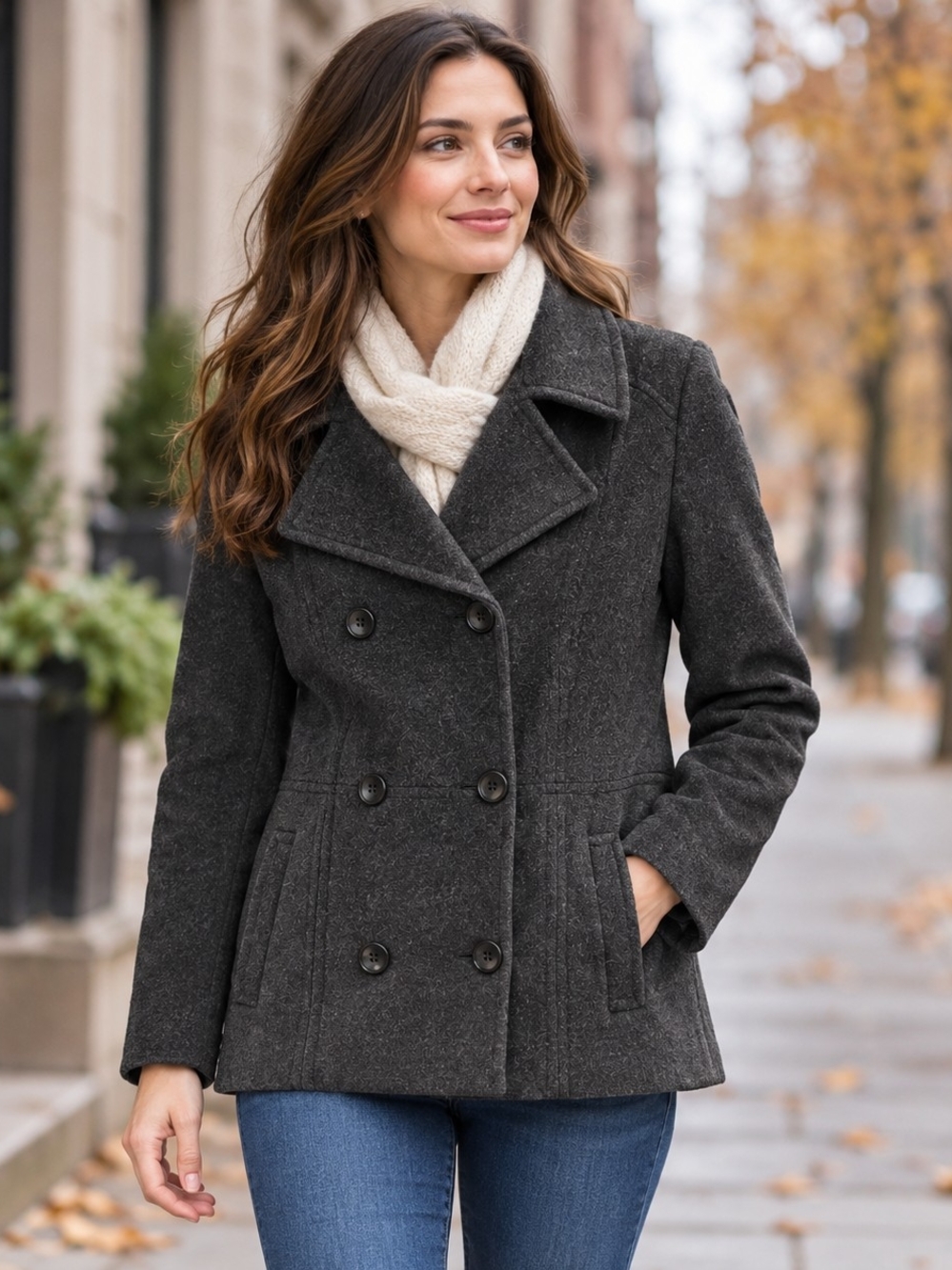 Covington Dark Gray Wool Pea Coat